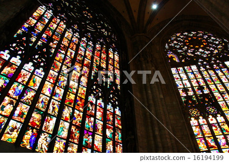 Stained glass of Milan Cathedral in Italy 16194199