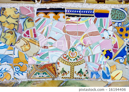 Gaudi mosaic work at Park Guell Gaudi mosaic work at Park Guell 16194406