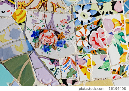 Gaudi mosaic work at Park Guell Gaudi mosaic work at Park Guell 16194408