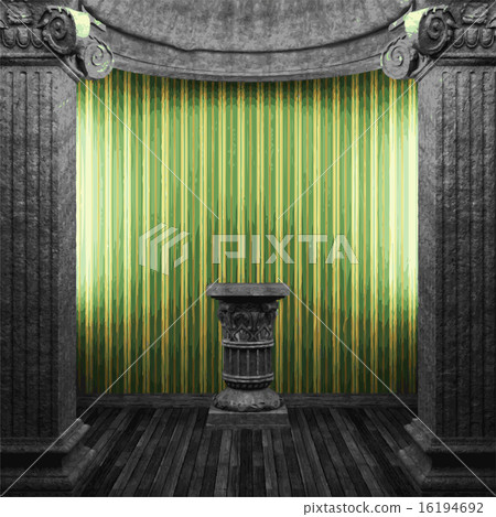 vector stone columns, pedestal and wallpaper - Stock Illustration