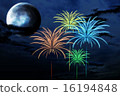 藍色的月亮和煙花 16194848