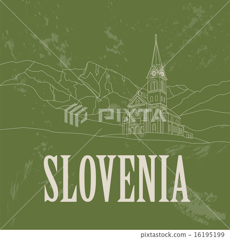 Slovenia landmarks. Retro styled image 16195199