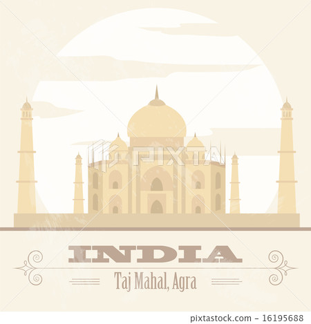 India landmarks. Retro styled image 16195688