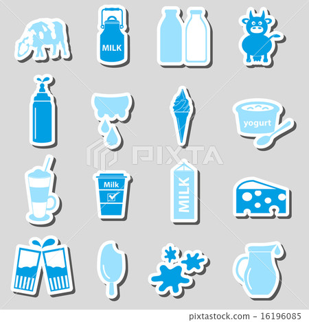 milk and milk product theme stickers set eps10 16196085