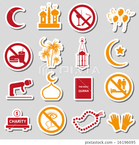 ramadan islam holiday color stickers set eps10 16196095