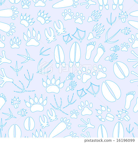 animal footprints blue and white seamless pattern animal footprints blue and white seamless pattern 16196099