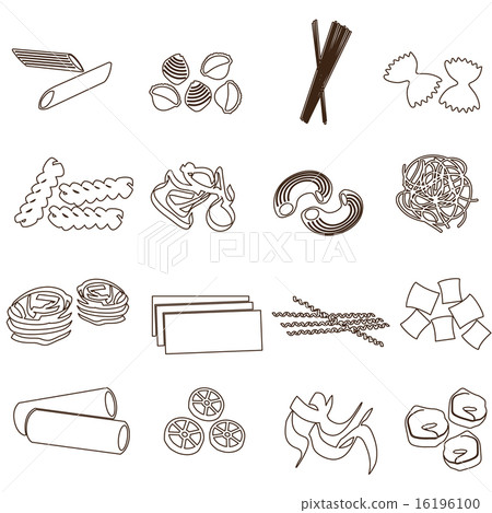 types of pasta food outline icons set eps10 types of pasta food outline icons set eps10 16196100