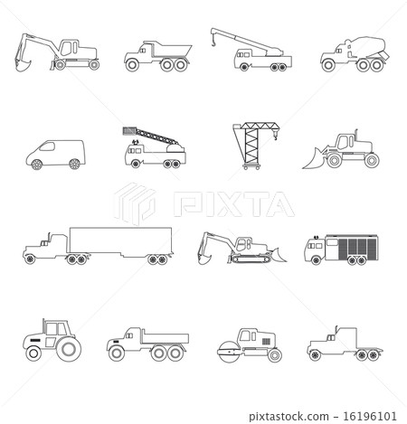 heavy machinery simple outline icons set eps10 heavy machinery simple outline icons set eps10 16196101