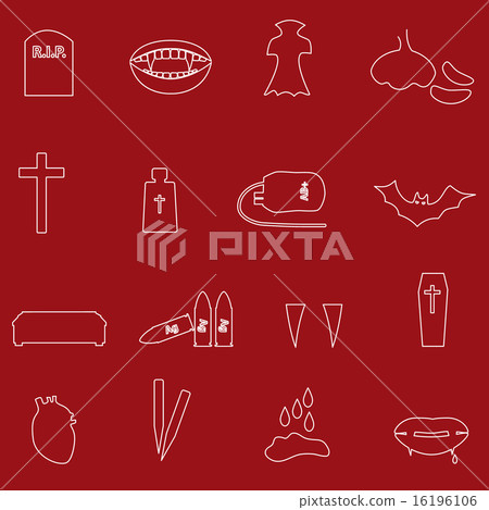 red and white outline vampire icons eps10 red and white outline vampire icons eps10 16196106