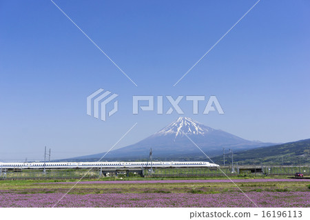 Shinkansen和Mt. Fuji和Ota Oka晴朗的藍天復制空間 Shinkansen和Mt. Fuji和Ota Oka晴朗的藍天復制空間 16196113