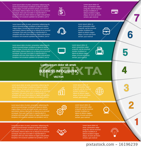 Infographic,7 colour strips and semicircle 16196239