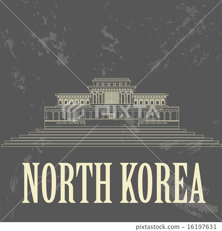 North Korea landmarks. Retro styled image 16197631