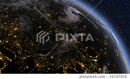 Planet earth Europe zone night time and sunrise 16197920