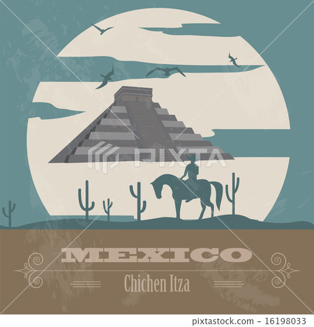 Mexico landmarks. Retro styled image 16198033