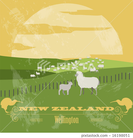 New Zealand landmarks. Retro styled image New Zealand landmarks. Retro styled image 16198051