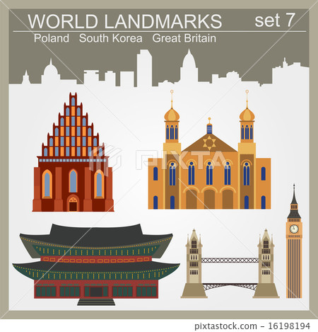 World landmarks icon set 16198194