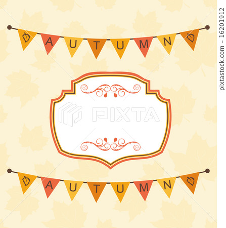Autumn Cute Frame with Bunting Pennants Autumn Cute Frame with Bunting Pennants 16201912