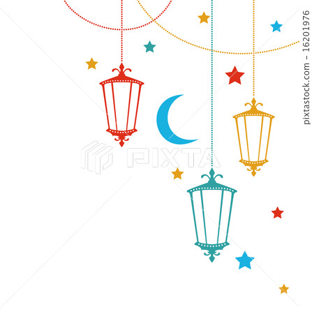 Greeting Card for Ramadan Kareem with Lamps 16201976