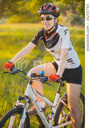 cute sportswoman on bicycle. Active Leisure cute sportswoman on bicycle. Active Leisure 16203750