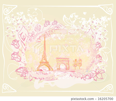 vintage retro Eiffel tower card vintage retro Eiffel tower card 16205700