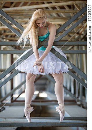 Graceful ballerina in the industrial background 16205993