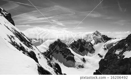 Titlis snow mountains black and white Titlis snow mountains black and white 16206492