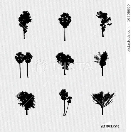 Set of tree silhouettes. Vector illustration. Set of tree silhouettes. Vector illustration. 16206690