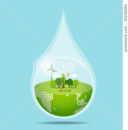 Green Eco Earth with water drop 16206800