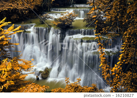 Waterfall in the forest nature background Waterfall in the forest nature background 16210827