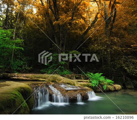 Waterfall in the forest nature background 16210896