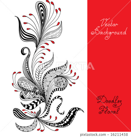 vector black, red and white floral pattern vector black, red and white floral pattern 16211438