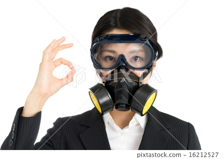 A woman wearing a gas mask A woman wearing a gas mask 16212527