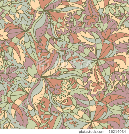 Abstract hand-drawn wave floral pattern Abstract hand-drawn wave floral pattern 16214084