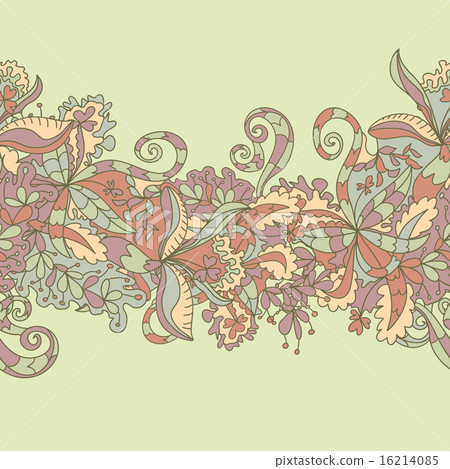Abstract hand-drawn wave floral pattern Abstract hand-drawn wave floral pattern 16214085
