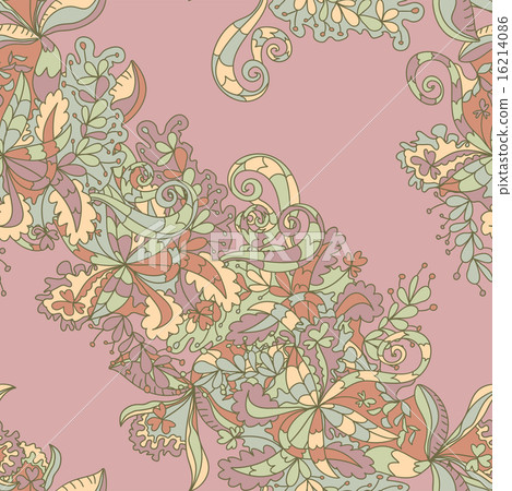 Abstract hand-drawn wave floral pattern Abstract hand-drawn wave floral pattern 16214086