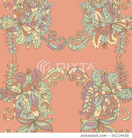 Abstract hand-drawn wave floral pattern Abstract hand-drawn wave floral pattern 16214088