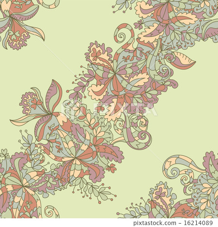 Abstract hand-drawn wave floral pattern Abstract hand-drawn wave floral pattern 16214089