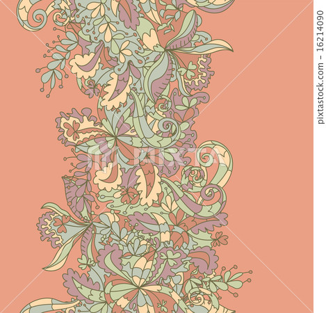 Abstract hand-drawn wave floral pattern Abstract hand-drawn wave floral pattern 16214090