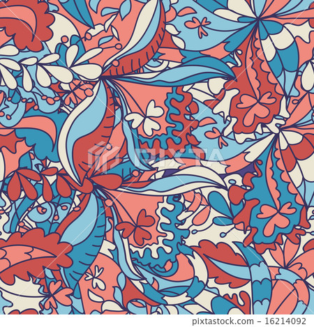 Abstract hand-drawn wave floral pattern Abstract hand-drawn wave floral pattern 16214092