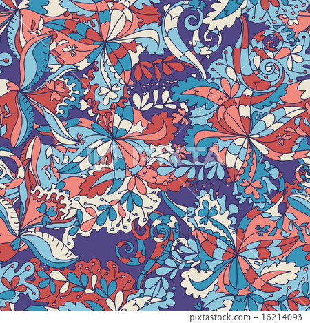 Abstract hand-drawn wave floral pattern Abstract hand-drawn wave floral pattern 16214093