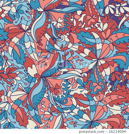 Abstract hand-drawn wave floral pattern 16214094