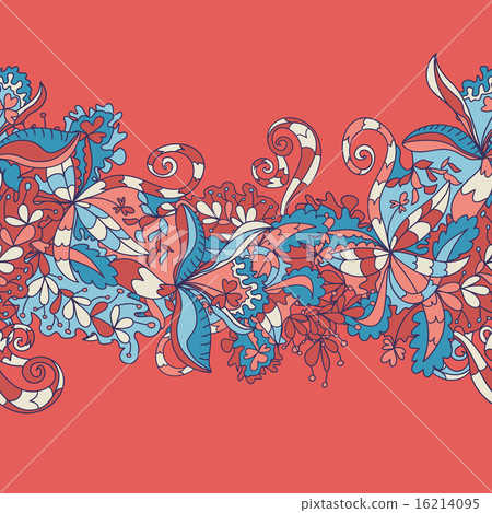 Abstract hand-drawn wave floral pattern Abstract hand-drawn wave floral pattern 16214095