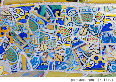 Gaudi mosaic work at Park Guell Gaudi mosaic work at Park Guell 16215494
