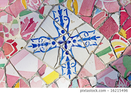 Gaudi mosaic work at Park Guell Gaudi mosaic work at Park Guell 16215496