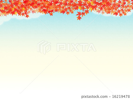 Background material - autumn leaves and autumn sky 16219478