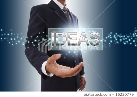 Businessman hand touching idea on screen  16220779