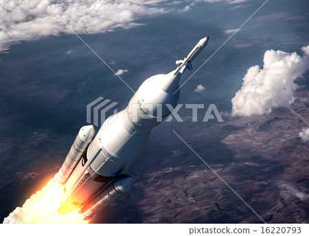 Space Launch System Flying Over The Clouds 16220793