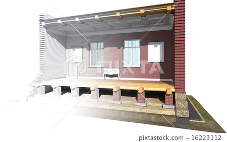 Cross section of brick house 16223112