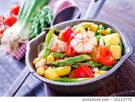 baked meat with vegetables baked meat with vegetables 16223776