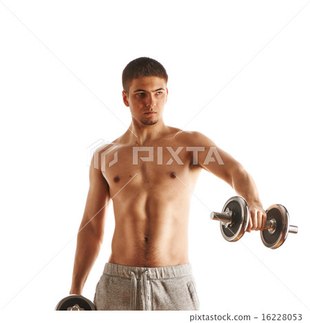 Man working out with dumbbells Man working out with dumbbells 16228053